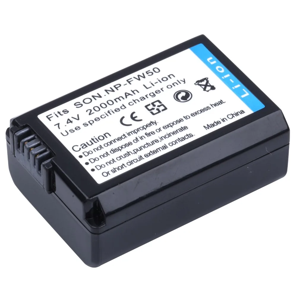 2 Chiếc 2000MAh NP-FW50 NPFW50 NP FW50 Pin Kỹ Thuật Số + Màn Hình LCD USB Sạc Đôi Cho Sony NEX-3 NEX-5C Alpha a55 NEX-C3 A7 A6500 A6300