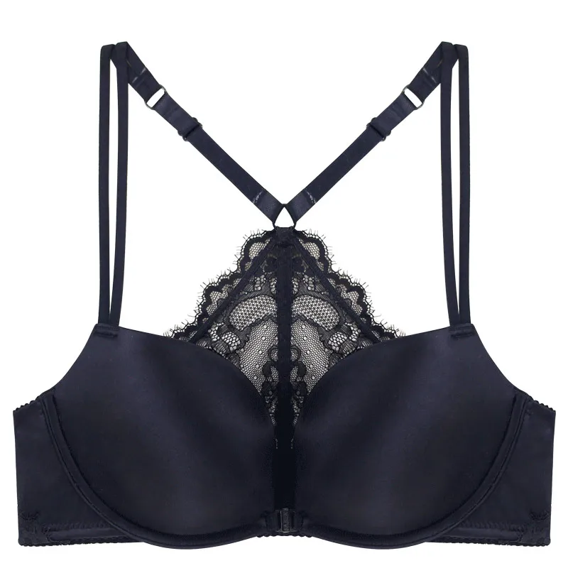 PAERLAN Push Up Seamless Bras Wire Free Women Bra Lace Beauty Back Summer Small Front Closure Sexy Backless Underwear 5/8 Cup