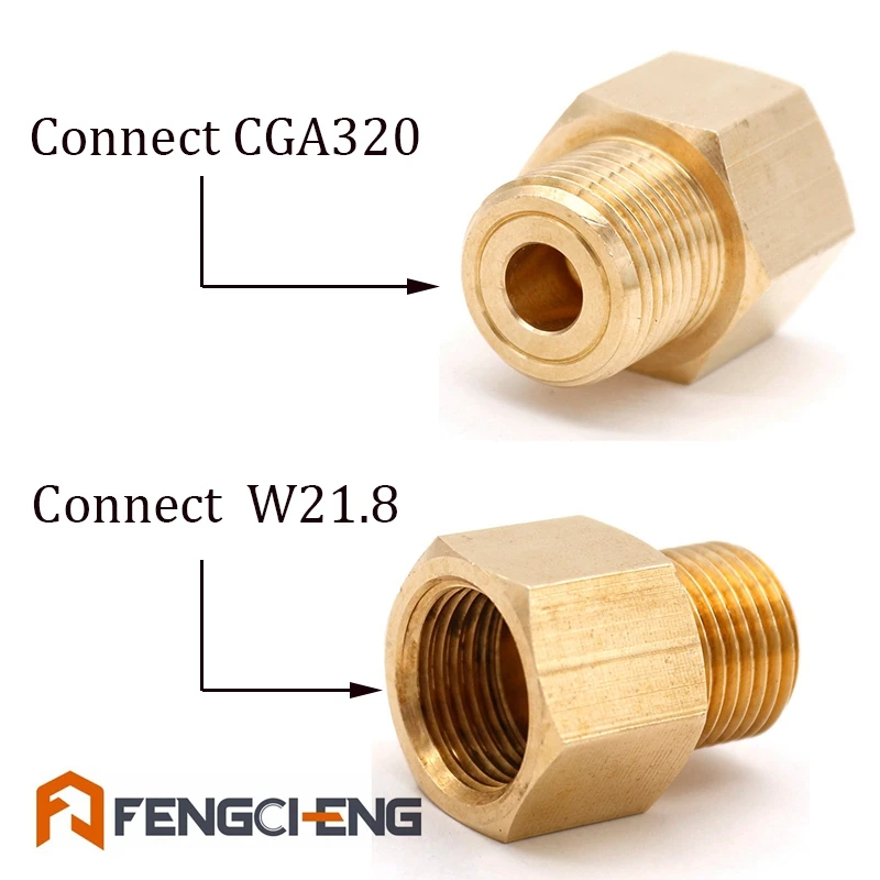 CO2 Tank W21.8 Adapter Converter - standard Co2 tank no pin to Regulator Include Gasket