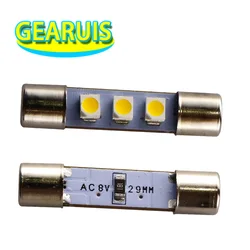 50X Audio equipment receiver Reading Light Festoon T6.3 C5W 29mm 31mm 3 SMD 3528 1210 LED 3SMD License plate light bulb AC 8V