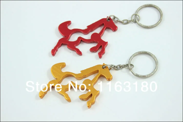 36 pcs/lot  Aluminum alloy metal horse shaped keychain bottle opener promotion gift-free shipping