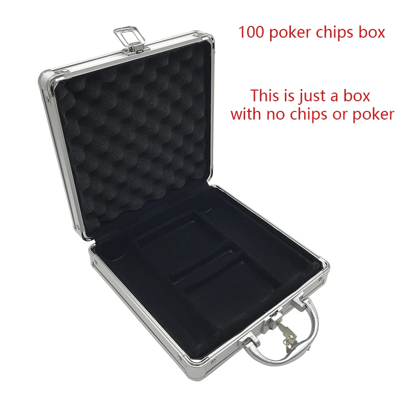 High Quality Portable 100/300 Suitcase Poker Chips Box  Non-slip Mat Aluminum Suitcase Texas Playing Card Chips Box