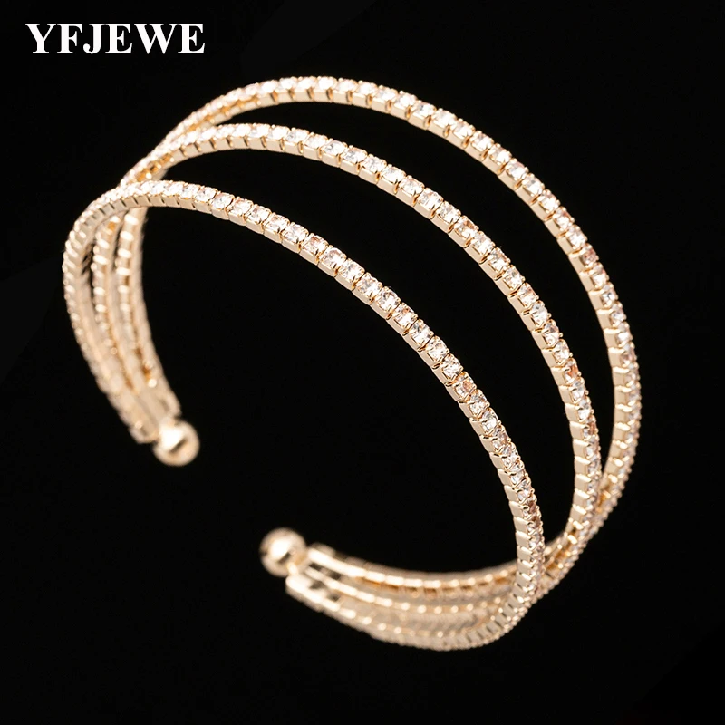 YFJEWE Fashion Crystal Bracelets For Women Classic Gold and Silver color Charm  Bracelet & Bangles Jewelry Christmas Gift  B251