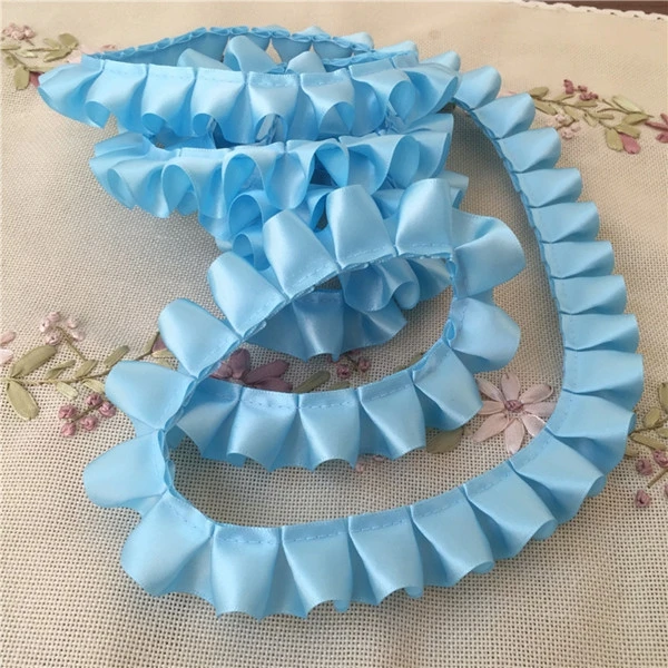 10 Yard/Lot 2,5 CM Breite Satin Plissee Band Falten Spitze Trim DIY Rock Manschetten Handwerk Puppe Kleidung Nähen zubehör – Detail 19