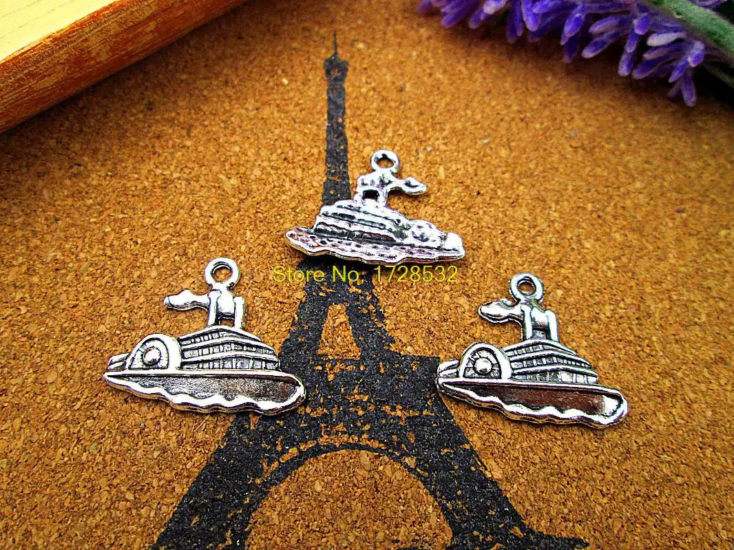 20pcs- cruise ship Charms Antique Tibetan silver cruise ship Charms pendants 24x20mm