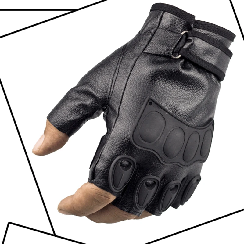 Rękawiczki motocyklowe Outdoor Sports Half Finger Men Racing Gantes moto Protective Armor PU Leather Gloves Rękawice motocyklowe