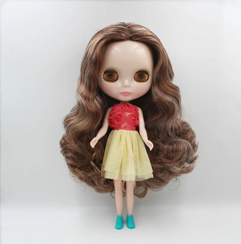 

Blygirl,Blyth doll,Brown and white mixed curly hair, normal body, 7 joints, 1/6 doll, 30cm, can change body