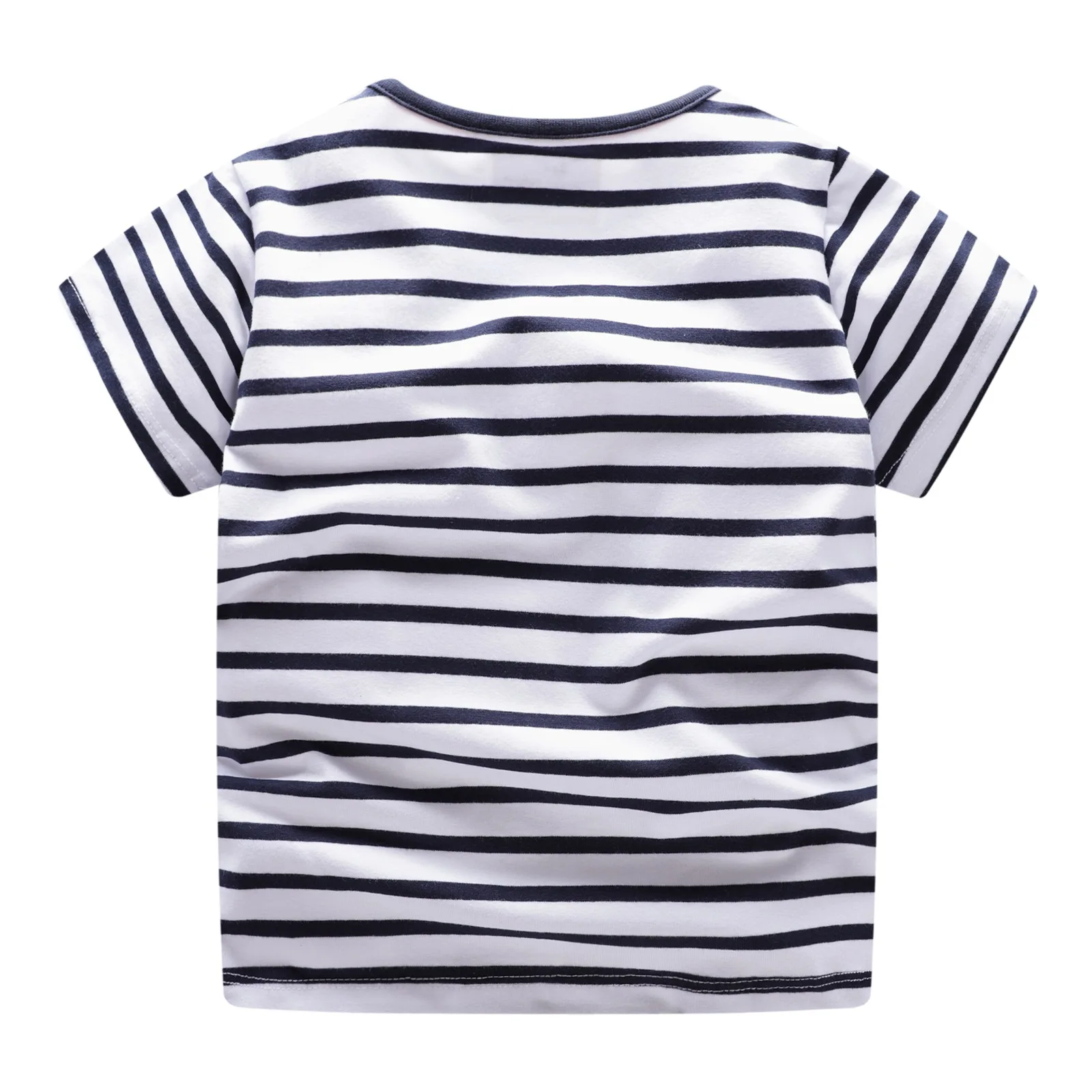 Cute Boys t shirt Regular Black white striped kids Sports Tops Pentagram print tshirts for boys Girl Short Sleeve T-shirt 2-7Y