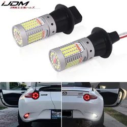 iJDM Car 7440 LED White/Red Dual-Color Canbus W21W T20 led Bulbs For 2016-up Mazda MX-5 Backup Reverse Lights & Rear Fog Lamp