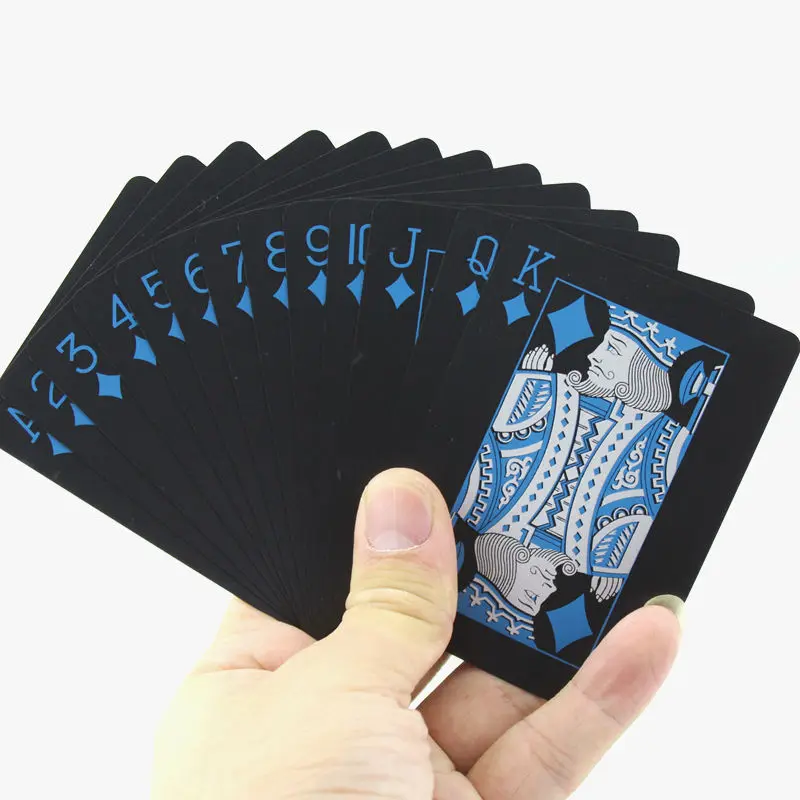 55pcs/deck waterproof plastic pvc playing cards set pure color black poker card sets classic magic tricks tool props