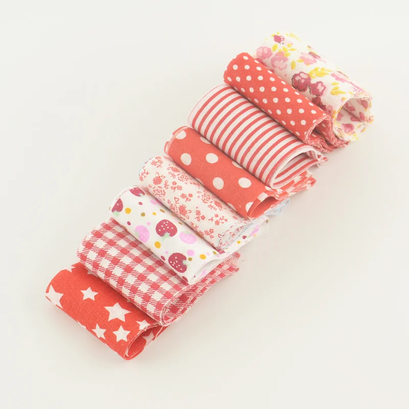 Booksew Red Sets 100% Cotton 8pcs/lot  5cm x100cm Jelly Roll Patchwork Crafts Tildas Quilting Fabric Bundle Textile Doll Clothes