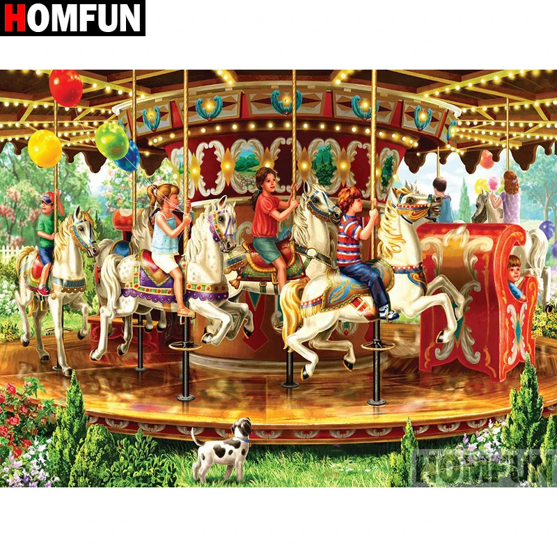 

HOMFUN Full Square/Round Drill 5D DIY Diamond Painting "amusement park" 3D Diamond Embroidery Cross Stitch Home Decor A18825