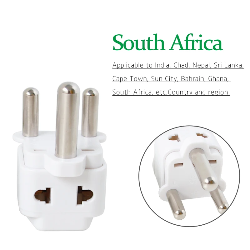 Cỡ Lớn Nam Châu Phi Phích Cắm Chuyển Đổi Ổ Cắm Điện Cắm Hai Trong Một Adapter 250V 10A Du Lịch Ở Ấn Độ Chad Nepal sri Lanka