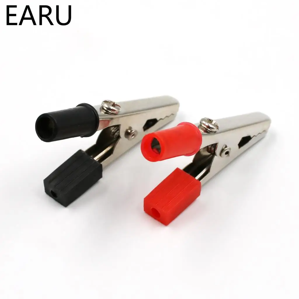 Hot 10pcs 50mm Plastic Handle Test Probe Metal Alligator Clips Connector Connect Socket Plug for Battery