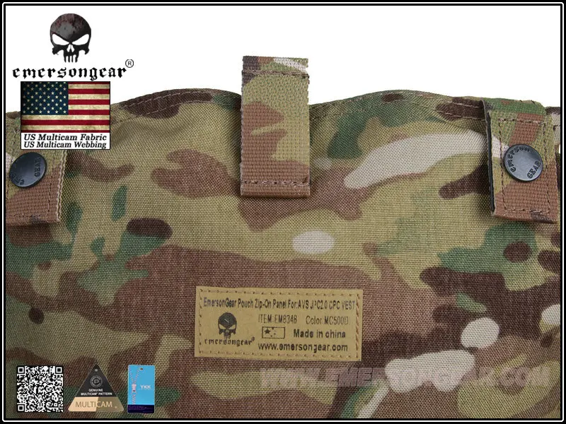 Emersongear Pouch Zip-ON Panel FOR AVS JPC2.0 CPC Tactical Vest Pouch Package MC Black EM8348