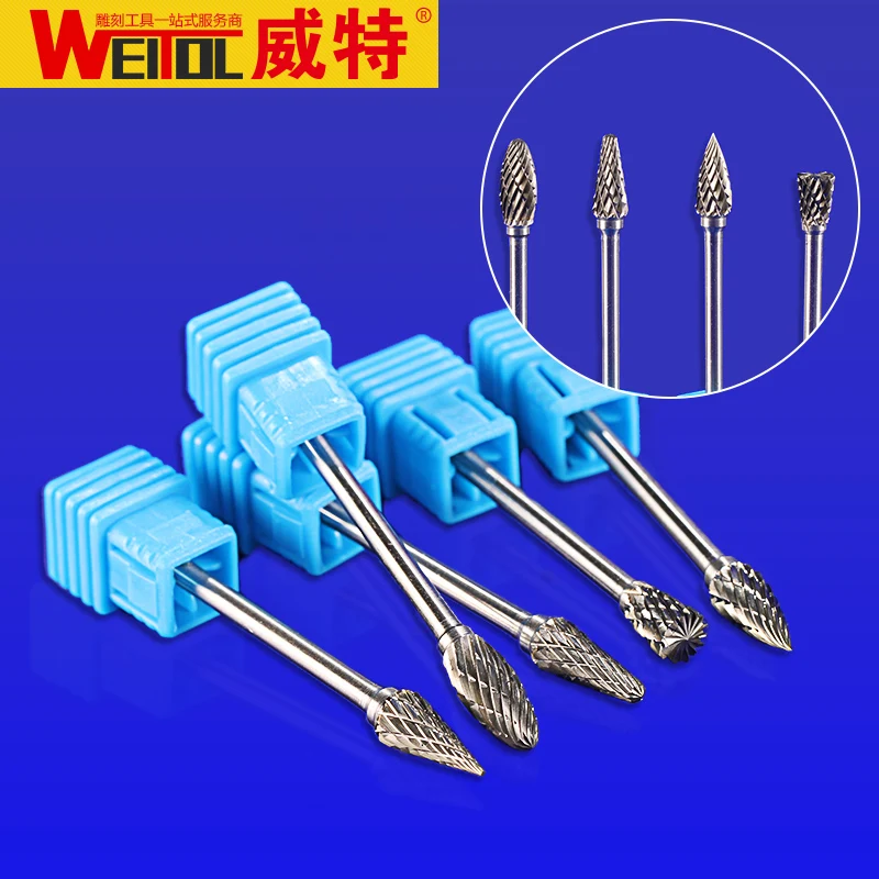 WeiTol 3*6mm diameter  Grinding Rotary Cutter File Tungsten Carbide Rotary Files Tool carbide burrs set 3mm shank