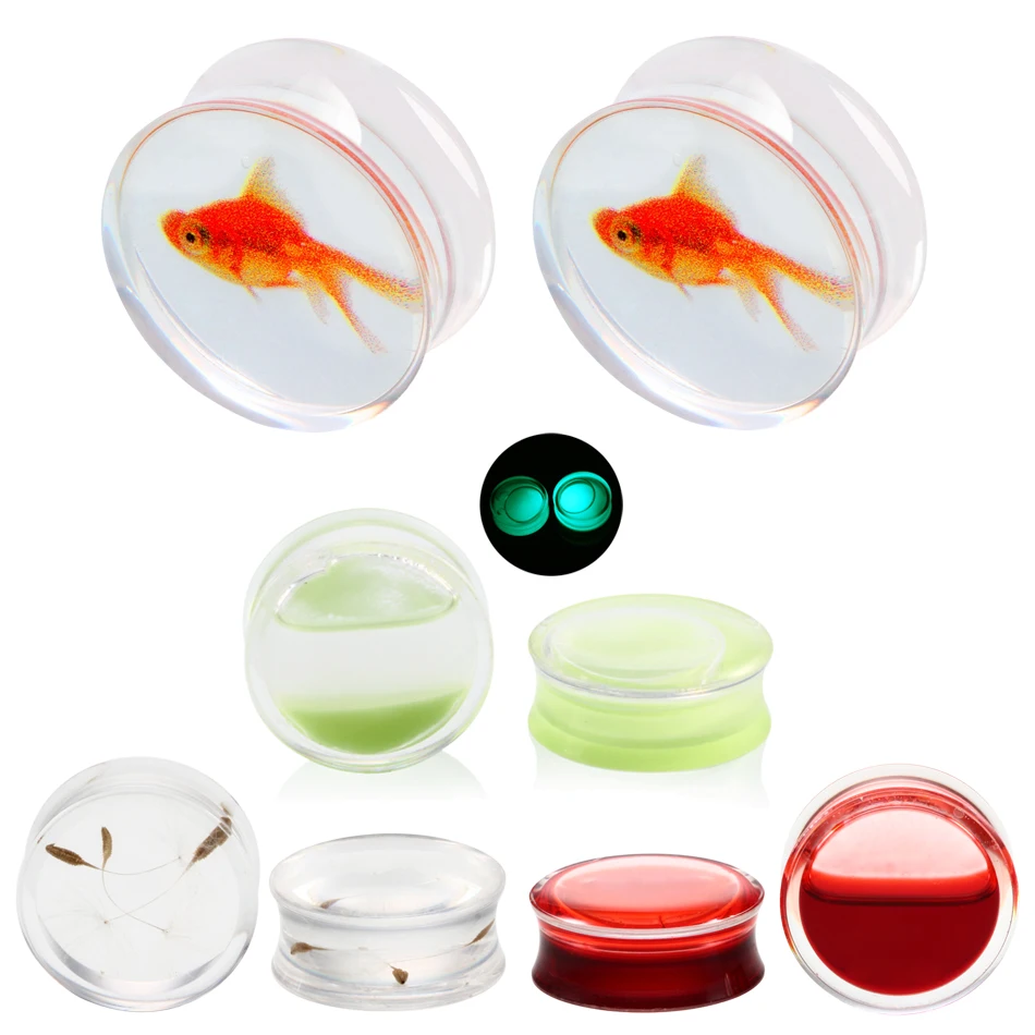 2pcs/lot Liquid Ear Gauges Acrylic Ear Flesh Tunnel Plug Multiple Styles Earlet Gauges Expander Piercings Body Jewelry