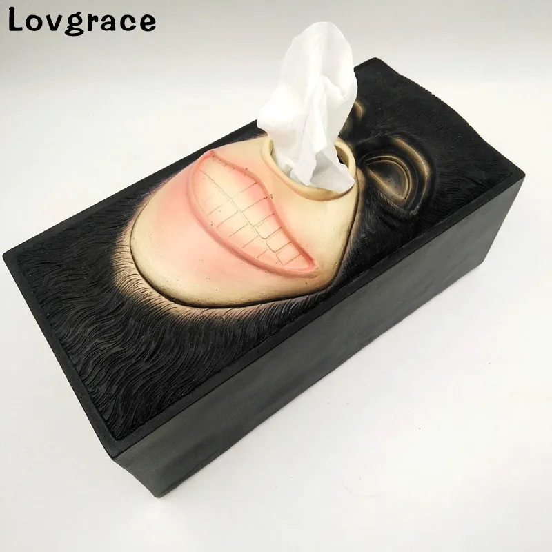 High-end 2018 New Creative Gorilla Face People Face Tissue Box Bathroom Car Room Napkin Holder Paper Towel Holder Tissue Holder