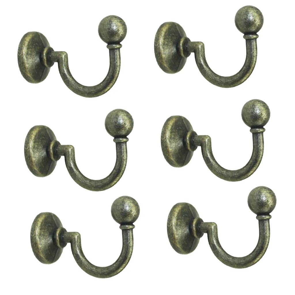 6 Pieces Single Key Hooks Wall Mounted Hanger Hooks Robe Hook with Screws for Home Bathroom Kitchen Decoration