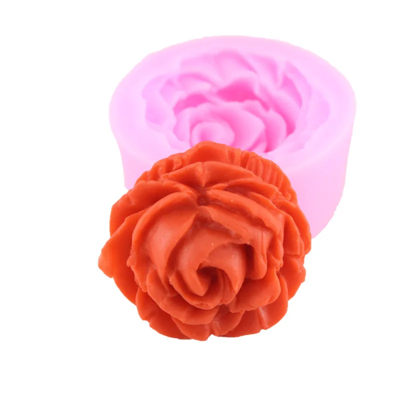 (3 pieces/lot) Diameter 3.7cm lovely 3D rose flower shape stamping sugarcraft fondant forma silicone molds kitchen accessories