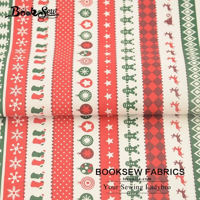 Booksew 100% Cotton Twill Fabric Christmas Design Home Textile Sewing Cloth Quilting DIY Patchwork Baby Craft Cushion Bedsheet