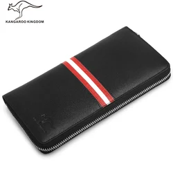 Kangaroo Kingdom Famous Brand Men Wallets Genuine Leather Long Clutch Wallet