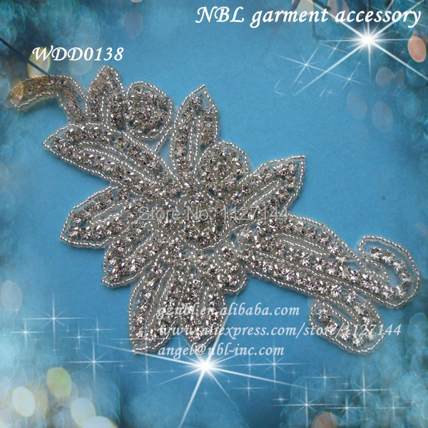 

Bridal beaded rhinestone appliques patch for wedding dresses WDD0138