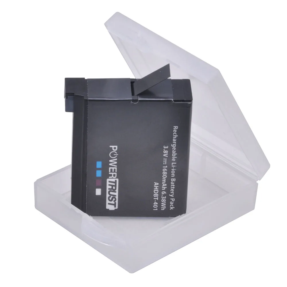 PowerTrust 4Pcs 3.8V AHDBT 401 1680mAh for Go Pro AHDBT-401 AHDBT401 Li-ion Digital Camera Battery For GoPro 4 HD Hero 4 Hero4