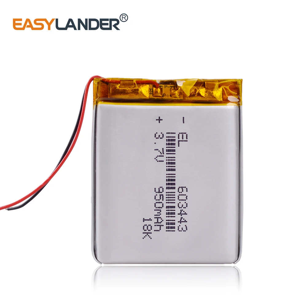 3.7V 950mAh 603443 Rechargeable Lithium Li-ion Polymer Battery For Mp3 MP4 GPS power bank electronic DVD part