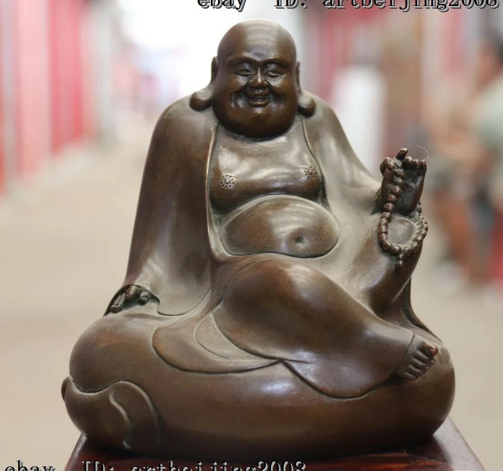 China Bronze Buddhism Sitting Buddha Maitreya Happy Smile Maitreya Buddha Statue