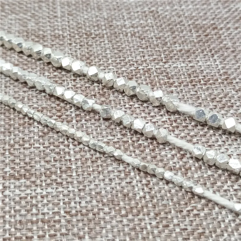 Karen Hill Tribe Silver Faceted Hexagon Bead 1.5mm 2mm 2.5mm 3mm 3.5mm 4mm Higher Silver Content