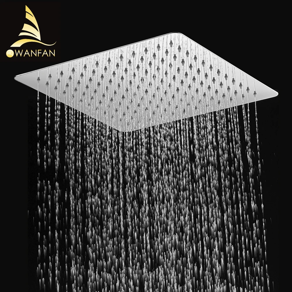 Round & Square Stainless Steel Ultra-Thin Showerheads 12/10/8/6 Inch Rainfall Shower Head Rain Shower Chrome Finish 9252