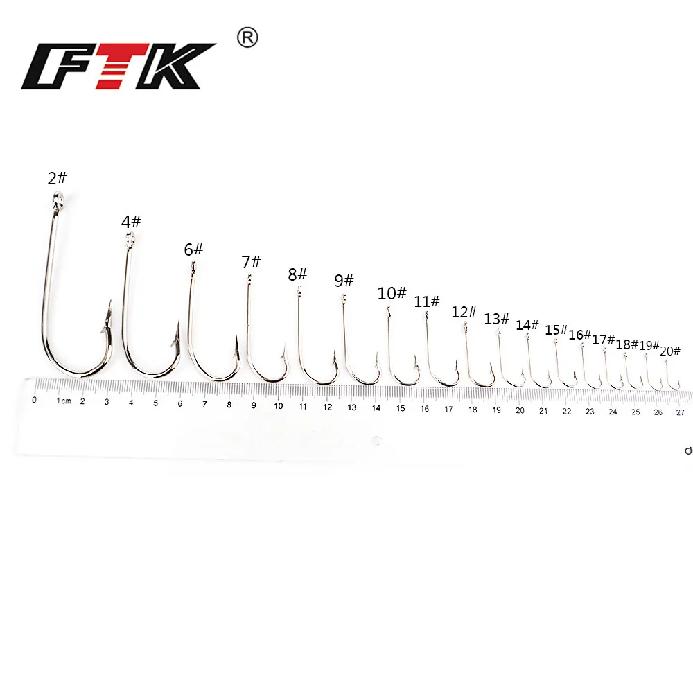 FTK Barbed Fishhook Flatted Round 2-9# 50PCS 10-20# 100PCS/LOTCarp Feeder Anzol Fishooks Fishing Peche Tackle Hook For Fishing
