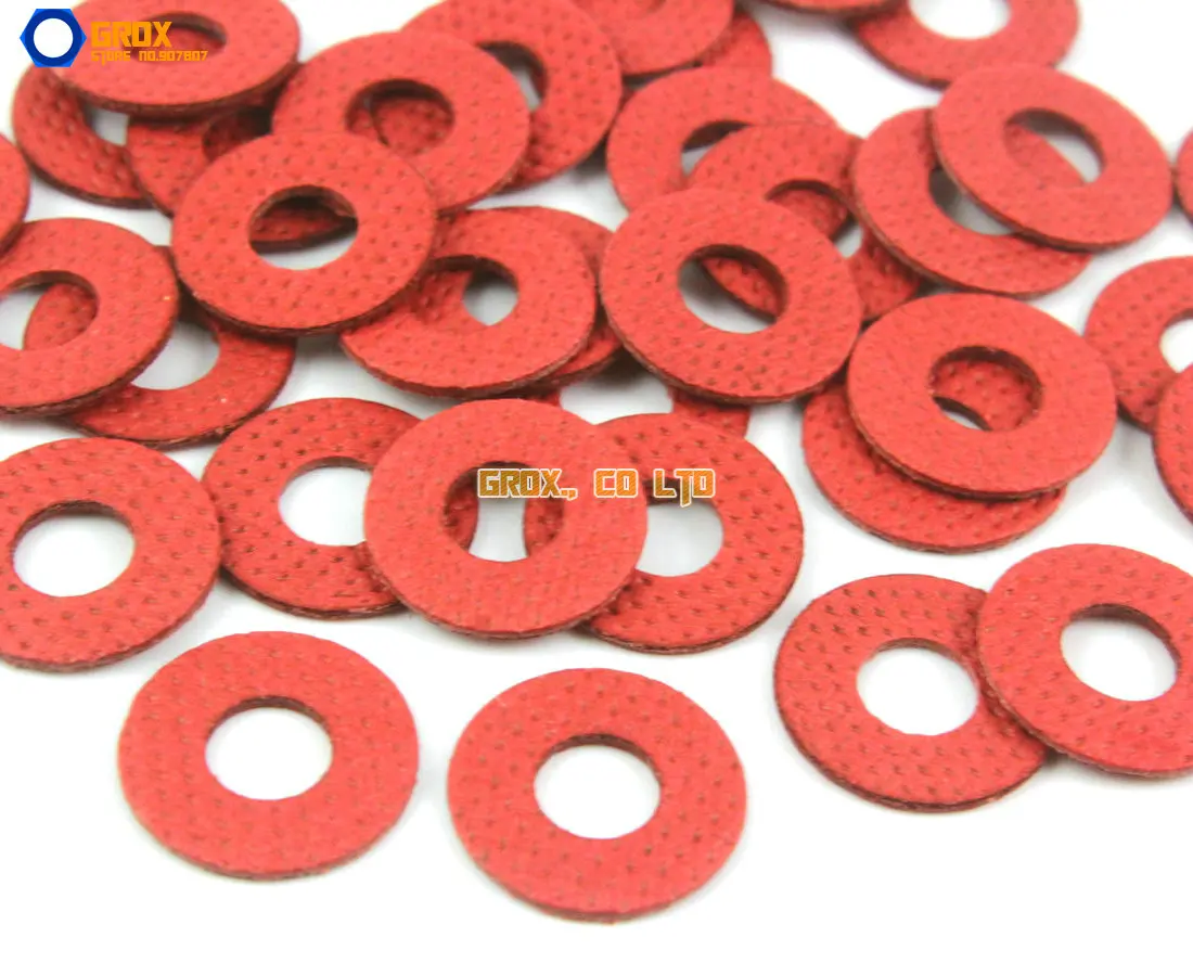 2000 Stuks M5 * 12*0.8mm Rood Papier Washer Isolatie Wasmachine