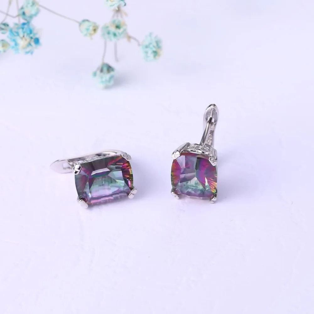 GEM'S BALLET 9.05Ct Natural Rainbow Mystic Quartz Stud Earrings Genuine 925 Sterling Silver Engagement Earrings Fine Jewelry