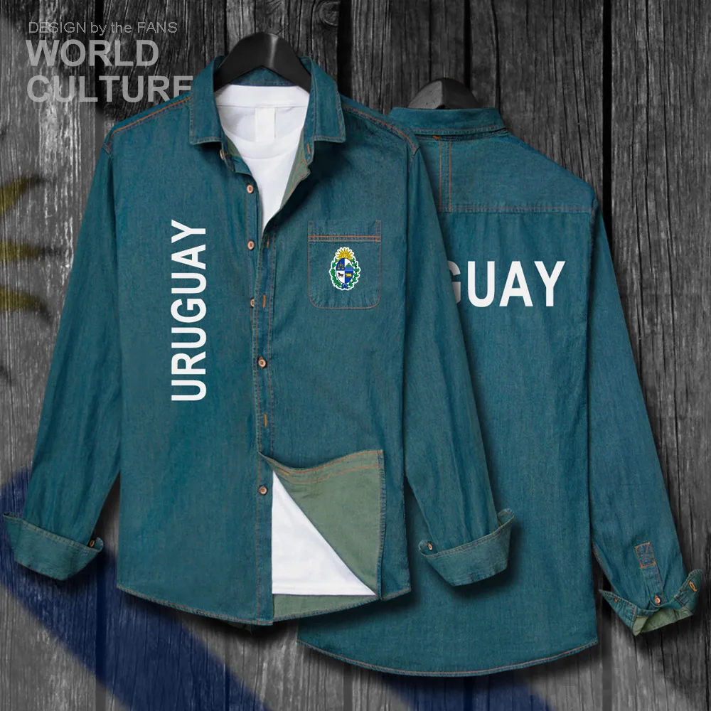 

Uruguay Uruguayan URY UY Men Fashion Coat Clothes Spring Autumn Jeans Shirt Cotton Turn-down Collar Long Sleeve Cowboy Tops 20