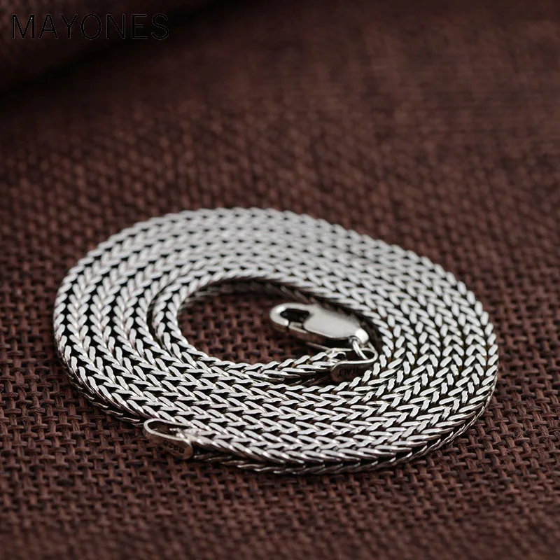 2.3mm Vintage 925 Sterling Silver Chain Necklaces For Men Women Jewelry Real Thai Silver Necklace Fine Jewelry Accessories