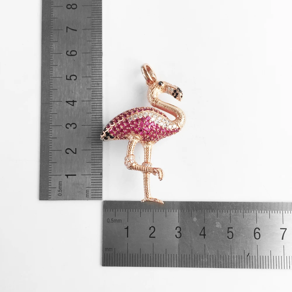 Rose Gold Bird Flamingo Pendant, 2018 New Fashion Jewelry 925 Sterling Silver Trendy Gift For Women Girls Fit Necklace