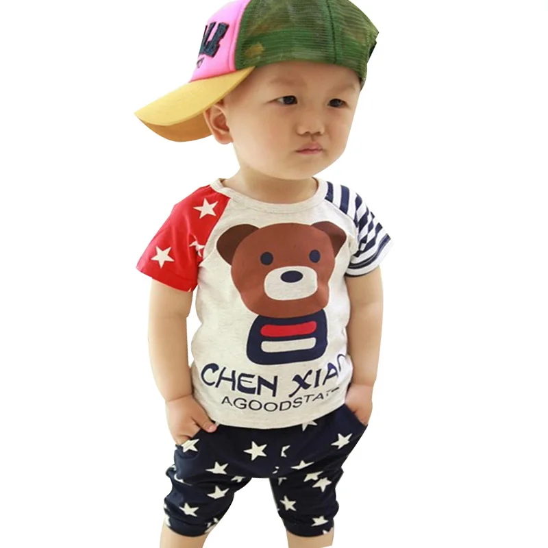 

Hot 2015 new Fashion Korean 100% cotton Summer one-sets clothing set 7-24 Months for baby clothing girls/ baby boys sets