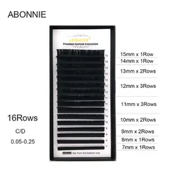 ABONNIE 16lines Premium Mink Individual Lashes  Matte Black  Volume Eyelash Extension C/D Curl Fake Lashes