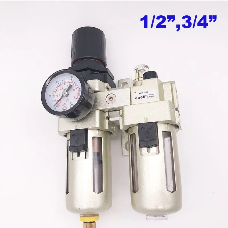 Pneumatic FRL Combination AC4010-04 1/2 AC4010-06 3/4 inch Automatic Manual drain SMC type air filter regulator and lubricator