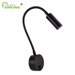 LED Wall lamp 3W Modern Bedroom Bedside Reading Study Book Lamp Black Silver Light Body wall light EU US Plug Cord