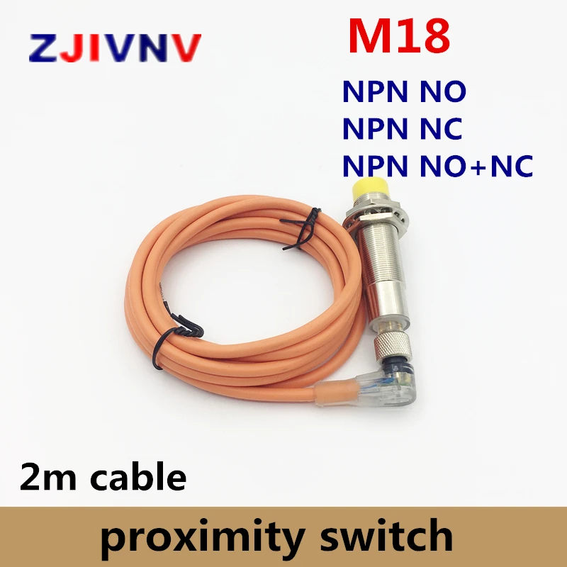 M18 proximity inductive sensor switch NPN NO, NPN NC, NPN NO+NC, DC 3 wire, 4 wires non-flush  normally open/close with plug