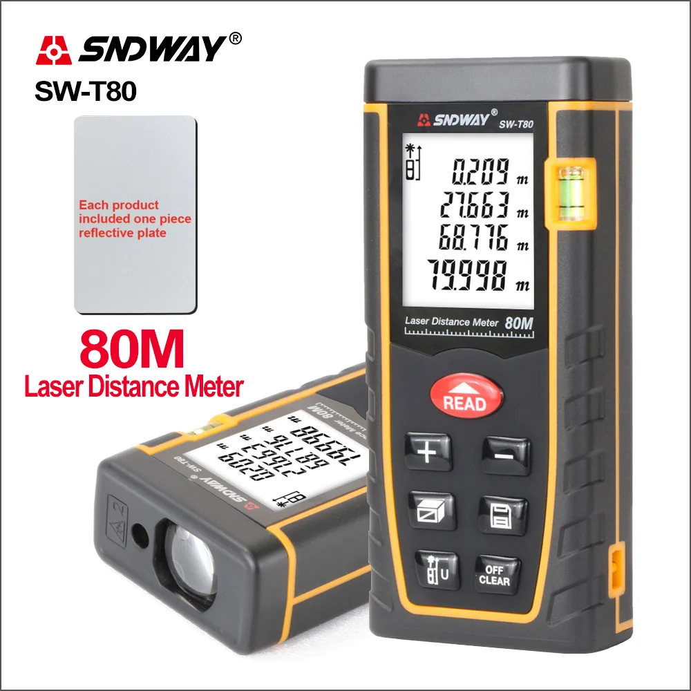 SNDWAY SW-T80 Laser Rangefinder Distance Meter Range Mesurment Tool Device Finder Mini Digital Meater Laser Distance Sensor