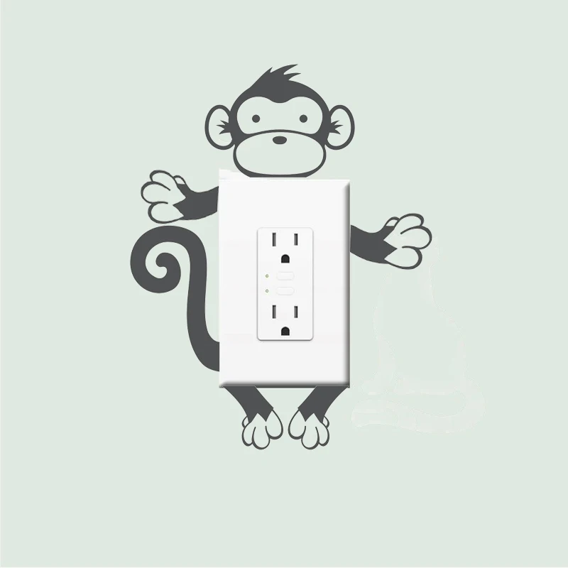 11*14cm Monkey Light Switch Decals Stickers Vinyl Wall Decals DIY Self-sticking Cute Home Decor Sticker Socket Removable LC1301