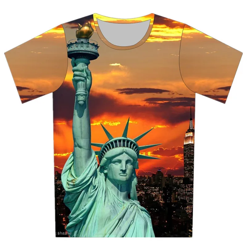 

American Statue Of Liberty T Shirt Children USA Indenpence Print T-Shirt Tees Kids 3D USA Flag Casual Boys Girls Tshirts 4-20Y