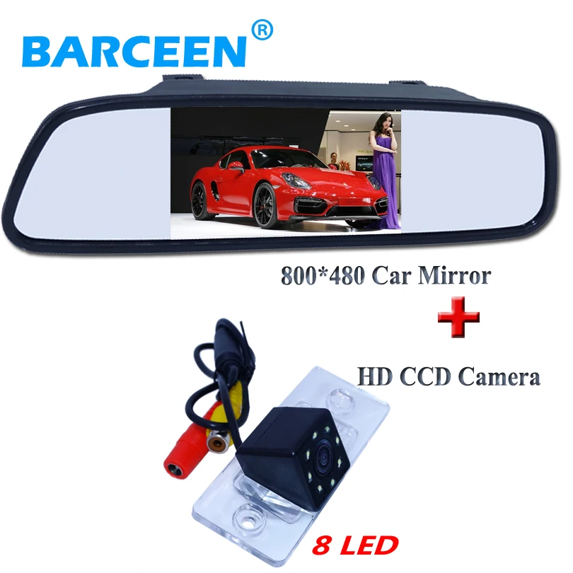 

wire car mirror 4.3"+car parking camera hd ccd 8 led apply for VW Touareg/POLO(3C)/ Cayenne /Golf/Old Passat/Fabia/Poussin