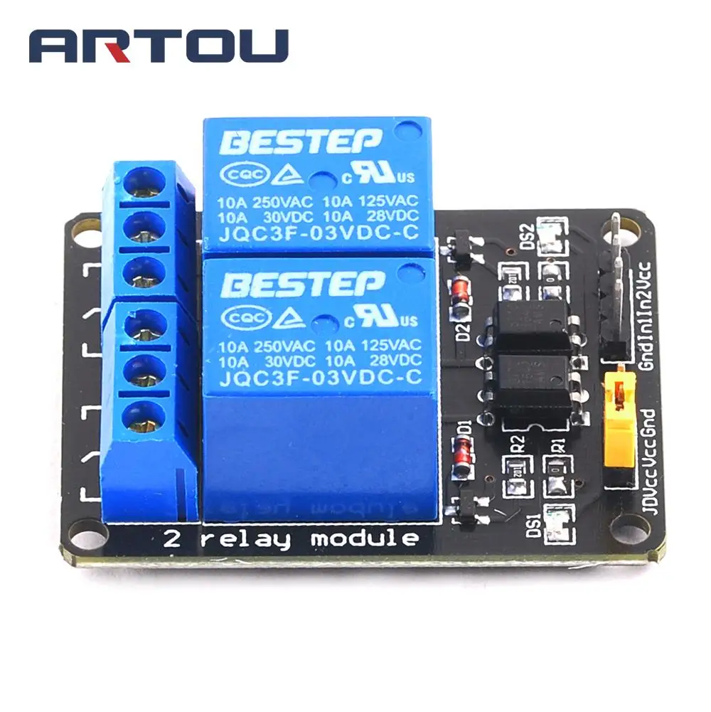 3.3V 3V 2 Channel Relay Module with Optocoupler Relay Output 2 way Relay Module for Arduino