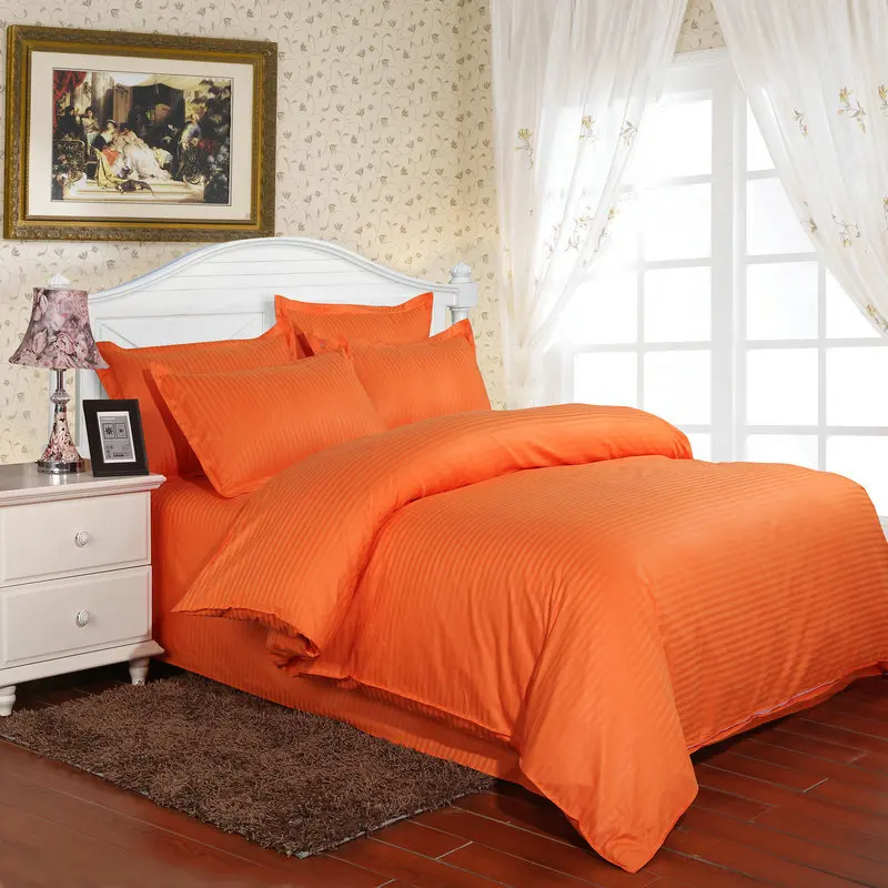 Pure White Stripes 5 Star Hotel Bedding Set 1 pc 100% Cotton Duvet Cover Quilt Cover not Include Bed Sheet&Pillowcases