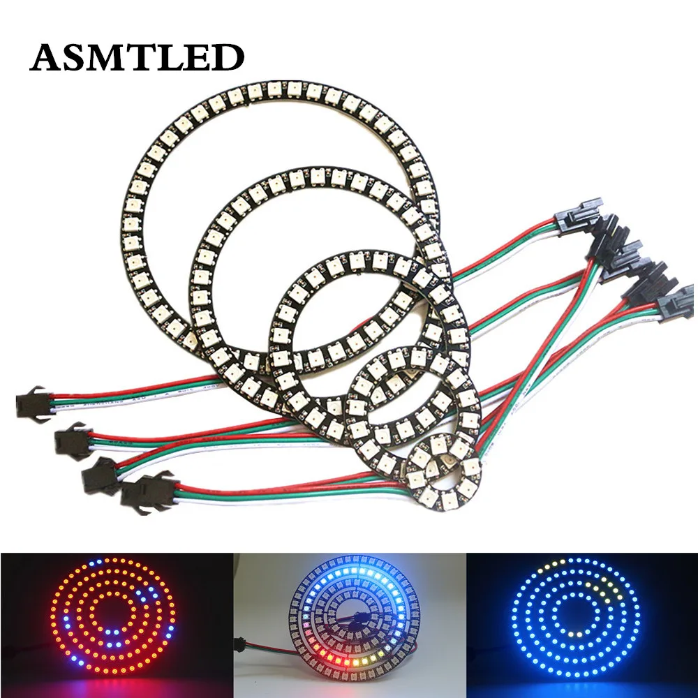 Addressable WS2812B Pixel Ring 8 16 24 35 45 128 LEDs 5050 RGB LED Ring WS2812 ic Built-in Led Module Led Pixel Strip Light DC5V